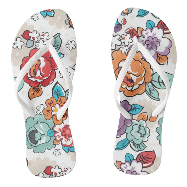 Abstract Elegance floral pattern 5 Jandals (Footbed)