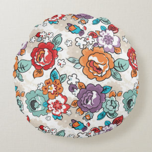 Abstract Elegance floral pattern 5 Round Cushion