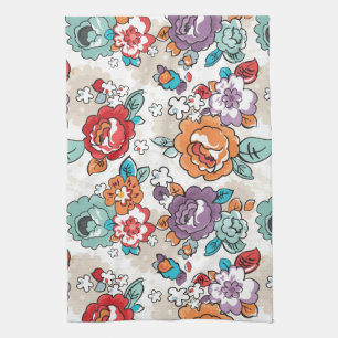 Abstract Elegance floral pattern 5 Tea Towel