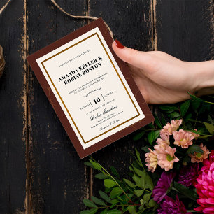 Abstract Elegance Golden Frame Wedding Invitation