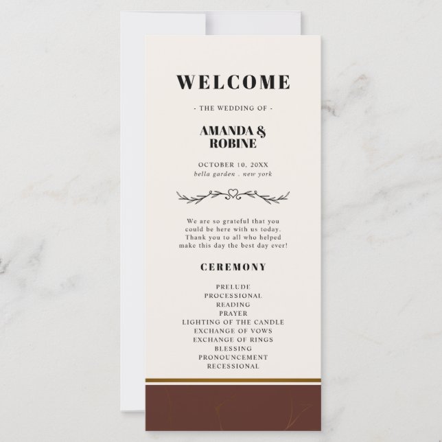 Abstract Elegance Golden Frame Wedding Programs (Front)