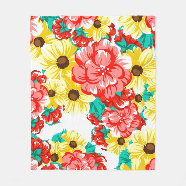 Abstract elegance seamless pattern with floral bac fleece blanket (Front)