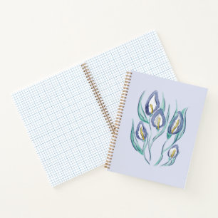 Abstract Elegance: Watercolor Purple Calla Lilies Notebook