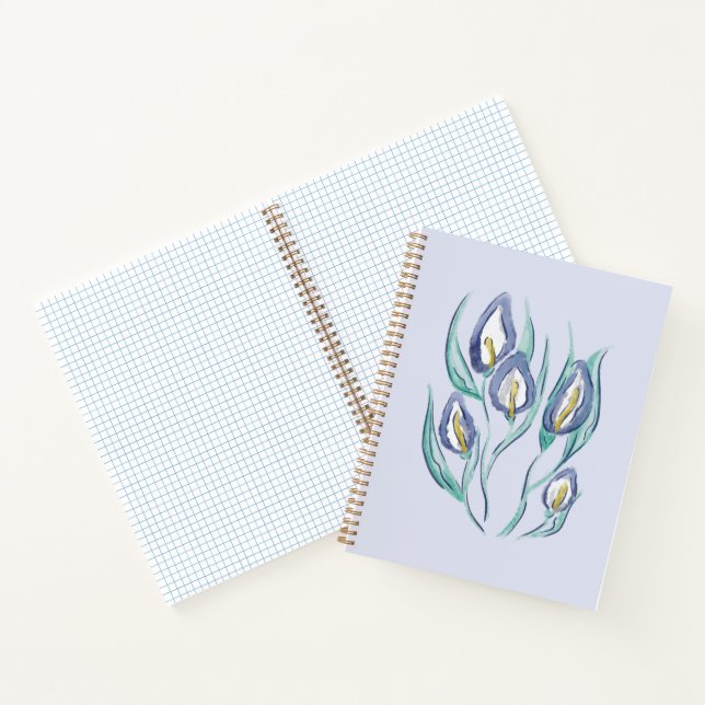 Abstract Elegance: Watercolor Purple Calla Lilies Notebook (Inside)