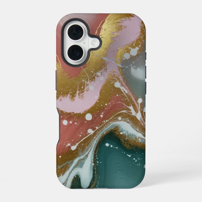 Abstract elegance with swirling patterns and fluid iPhone 16 case (Back)