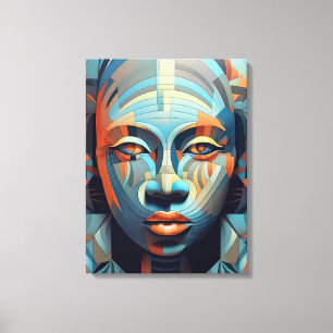 Abstract Elegance: Woman's Geometric Portrait Canvas Print