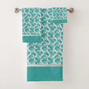 Abstract Elegant Aqua Towel Set