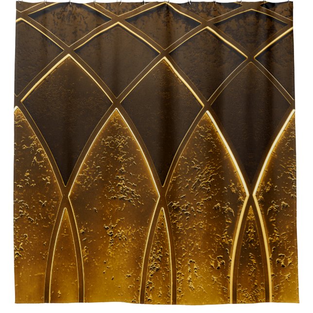 Abstract elegant art deco geometric ornamented gol shower curtain (Front)