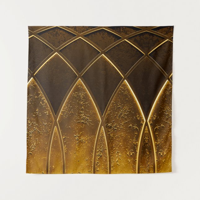 Abstract elegant art deco geometric ornamented gol tapestry (Front)