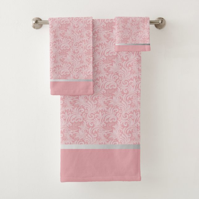 Abstract Elegant Blush Pink Bath Towel Set (Insitu)