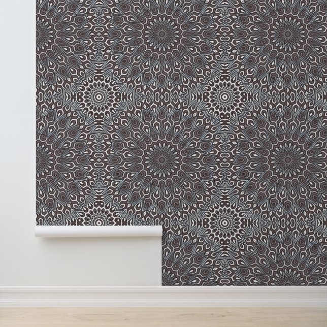   Abstract Elegant Classy Chic Silver Grey Mandala Wallpaper (Application)