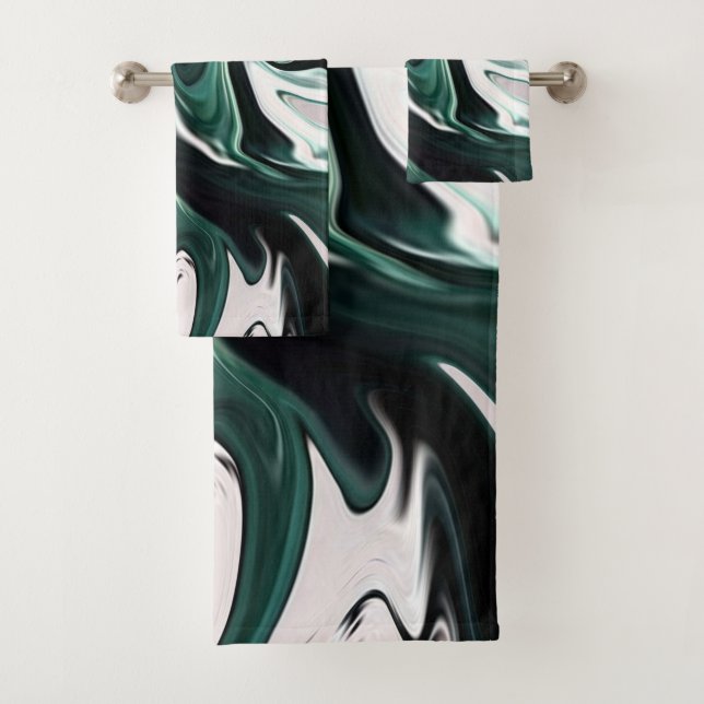 Abstract elegant fluid liquid marble flow texture bath towel set (Insitu)