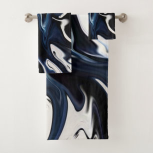 Abstract elegant fluid liquid marble flow texture bath towel set