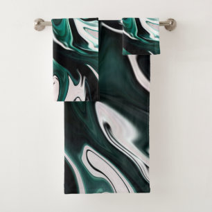 Abstract elegant fluid liquid marble flow texture bath towel set