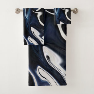 Abstract elegant fluid liquid marble flow texture bath towel set