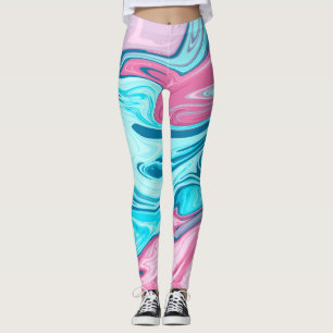 Abstract elegant fluid liquid marble flow texture leggings