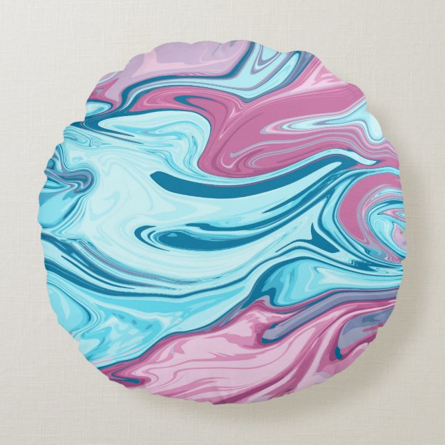 Abstract elegant fluid liquid marble flow texture round cushion (Front)
