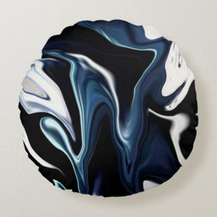 Abstract elegant fluid liquid marble flow texture round cushion