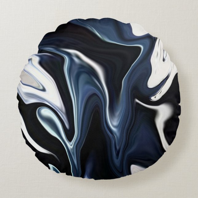 Abstract elegant fluid liquid marble flow texture round cushion (Front)