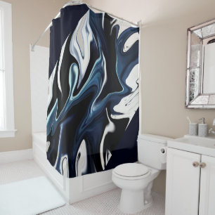 Abstract elegant fluid liquid marble flow texture shower curtain