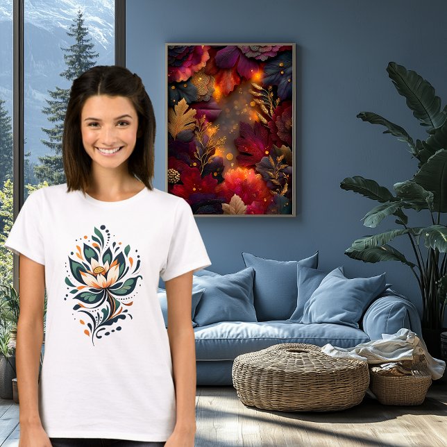 Abstract Elegant Lotus Flower Art T-Shirt (Creator Uploaded)