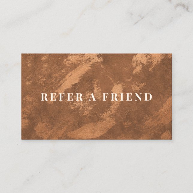 Abstract Elegant Minimalist Terracotta Copper Referral Card (Front)