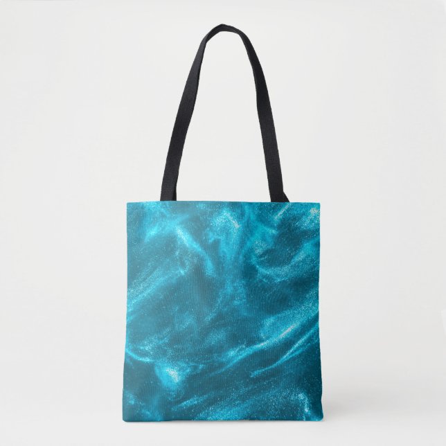 Abstract elegant mint blue glitter tote bag (Front)