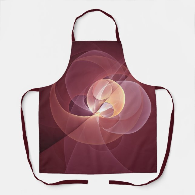 Abstract Elegant Modern Wine Red Fractal Art Apron (Front)