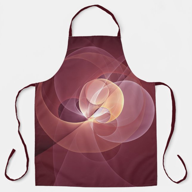 Abstract Elegant Modern Wine Red Fractal Art Apron (Front)