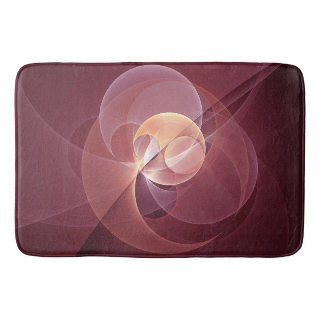 Abstract Elegant Modern Wine Red Fractal Art Bath Mat (Front)
