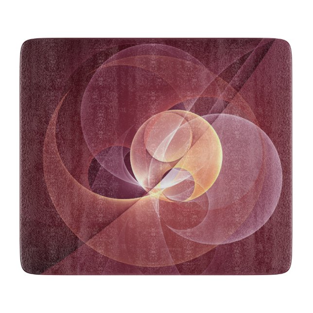 Abstract Elegant Modern Wine Red Fractal Art Cutting Board (Front)