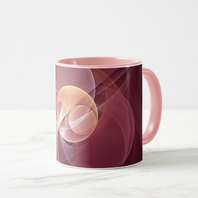 Abstract Elegant Modern Wine Red Fractal Art Mug (Front Right)