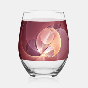 Abstract Elegant Modern Wine Red Fractal Art Stemless Wine Glass