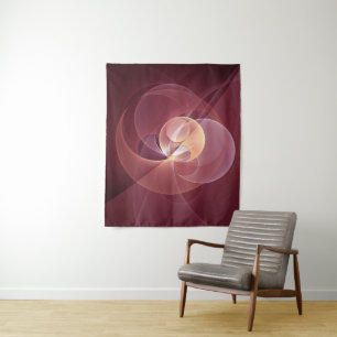 Abstract Elegant Modern Wine Red Fractal Art Tapestry