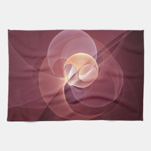 Abstract Elegant Modern Wine Red Fractal Art Tea Towel