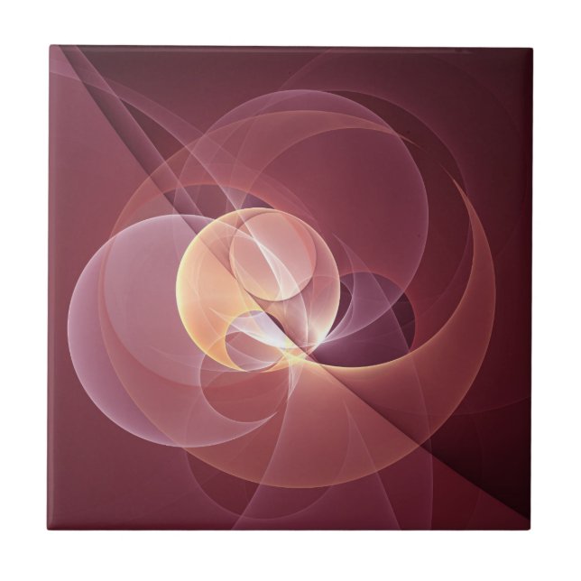 Abstract Elegant Modern Wine Red Fractal Art Tile (Front)