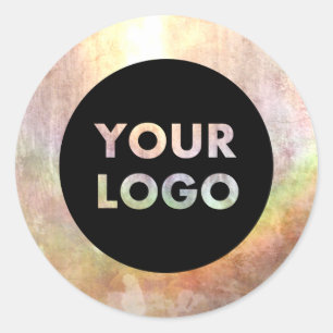 Abstract Elegant Rainbow Beige Sun Your Logo Classic Round Sticker