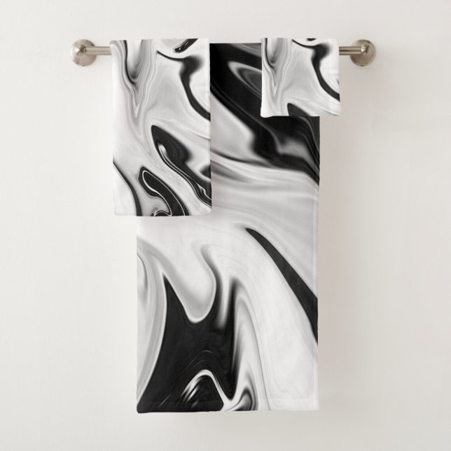 Abstract elegant retro colours digital fluid  bath towel set (Insitu)