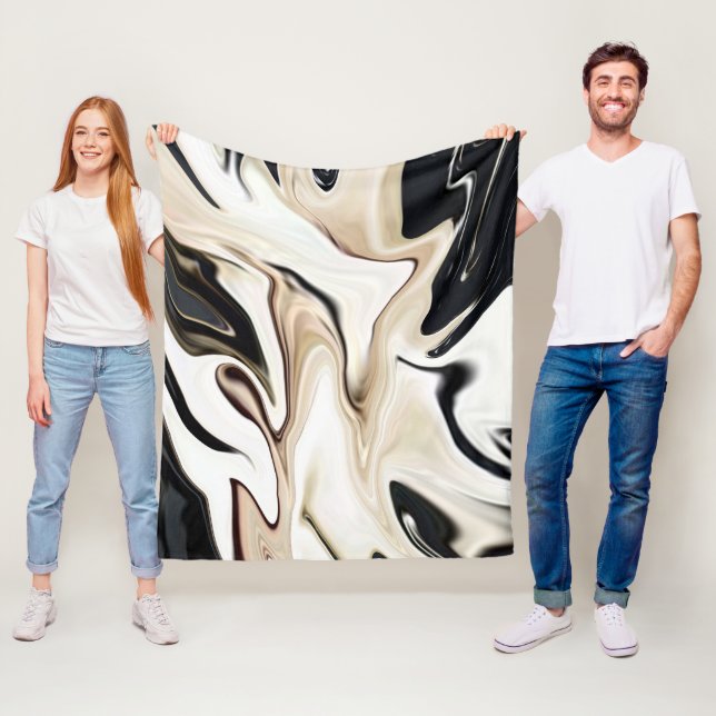 Abstract elegant retro colours digital fluid fleece blanket (In Situ)