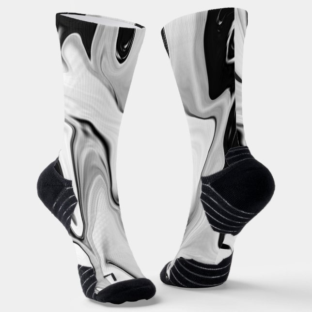Abstract elegant retro colours digital fluid  larg socks (Angled)