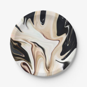 Abstract elegant retro colours digital fluid paper plate