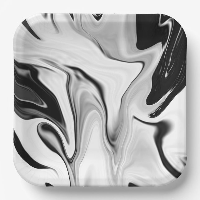 Abstract elegant retro colours digital fluid paper plate (Front)