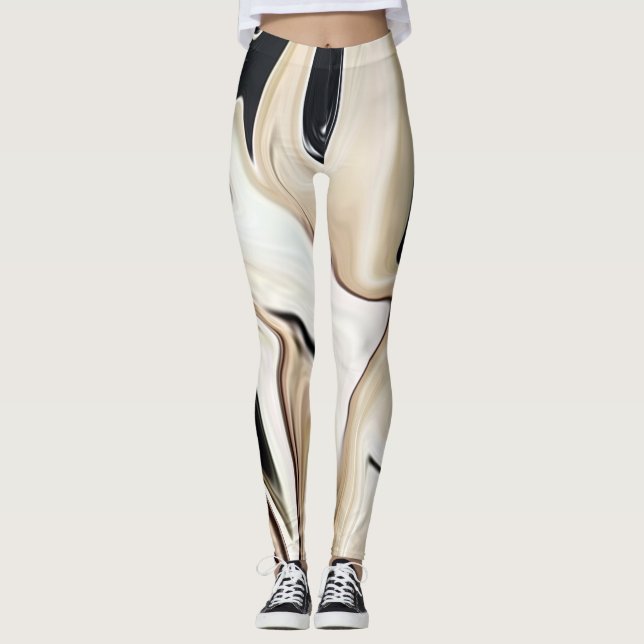 Abstract elegant retro colours digital fluid textu leggings (Front)