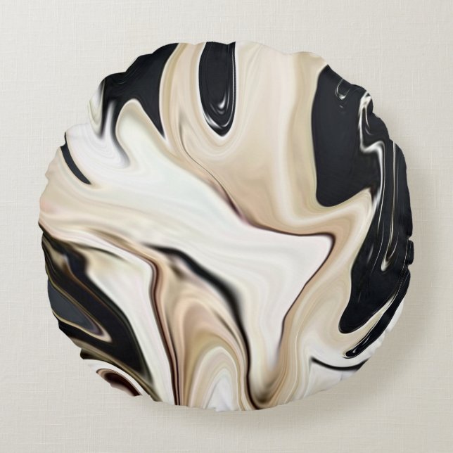 Abstract elegant retro colours digital fluid textu round cushion (Front)