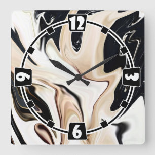 Abstract elegant retro colours digital fluid textu square wall clock