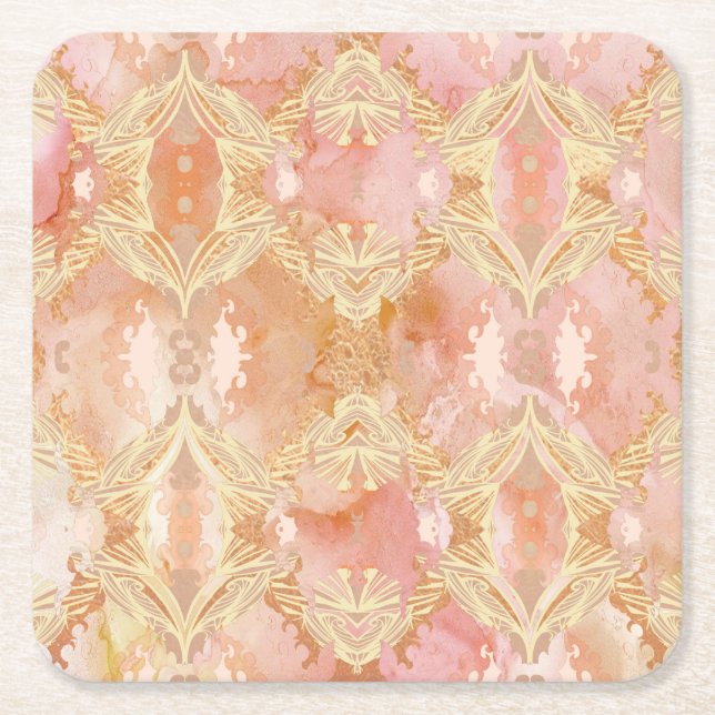 abstract, elegant square paper coaster (Front)