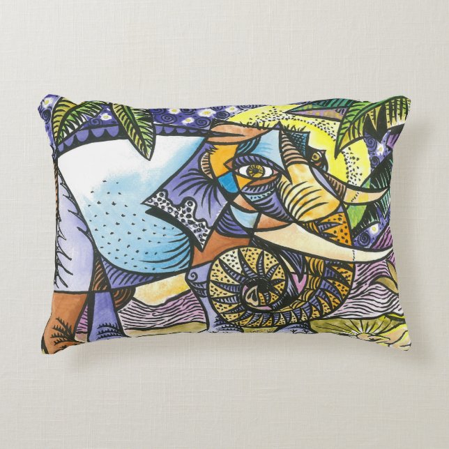 Abstract elephant accent pillow (Front)