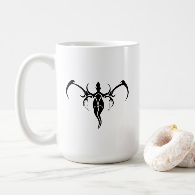 Abstract Elephant black and white tribal design Coffee Mug (With Donut)