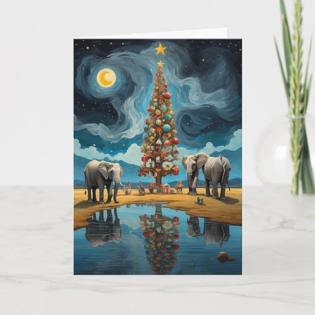 Abstract Elephant Christmas Card | Modern Holiday  (Front)