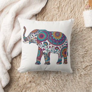 Abstract Elephant Decorative Throw Pillow – Modern